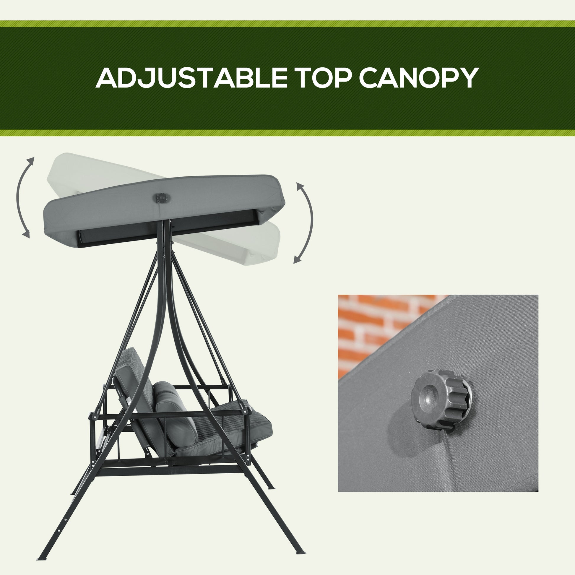 Outsunny 3 Person Patio Swing Chair Bed, Converting Flatbed, Outdoor Porch Swing Glider With Adjustable Canopy, Removable Cushions, Pillows, For Garden, Poolside, Backyard, Gray Gray Steel