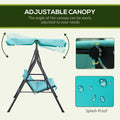 Outsunny Patio Porch Swing Chair With Adjustable Canopy, Seats 3 Adults, Steel Frame, Armrests, Green Green Steel