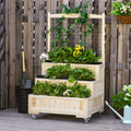 Outsunny 3 Tiers Raised Garden Bed With Trellis, 53