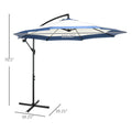 Outsunny 10Ft Cantilever Umbrella, Offset Patio Umbrella With Crank And Cross Base For Deck, Backyard, Pool And Garden, Hanging Umbrellas, Navy Blue Blue Steel