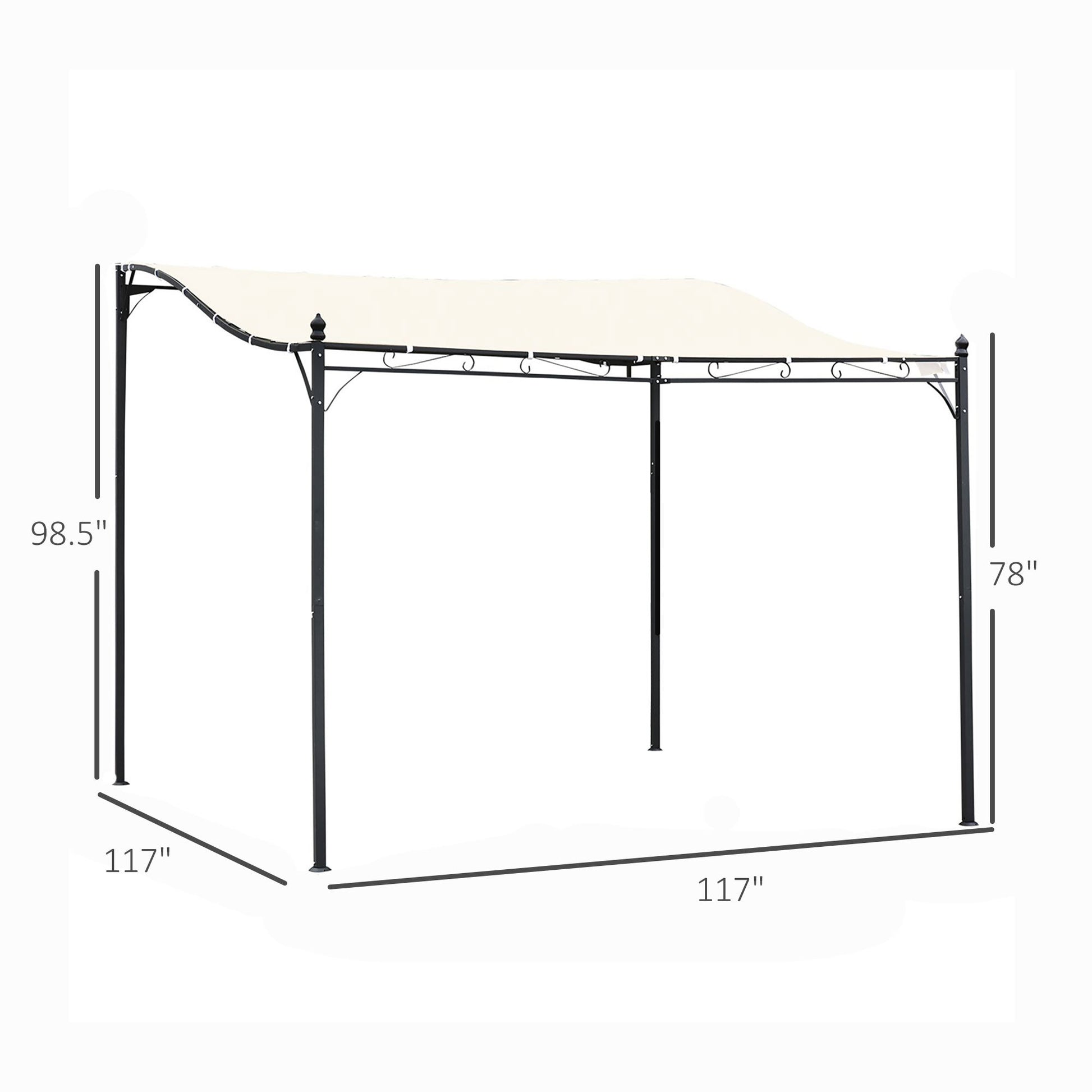 Outsunny 10' X 10' Steel Outdoor Pergola Gazebo, Patio Canopy With Weather Resistant Fabric And Drainage Holes For Backyard Pool Deck Garden, Cream White White Steel