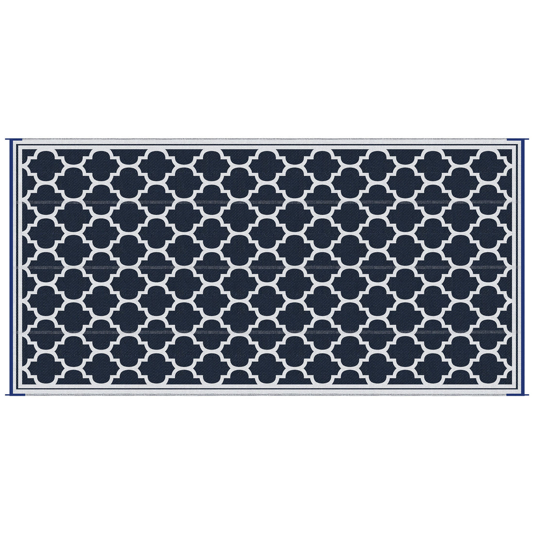 Outsunny Reversible Outdoor Rug Carpet, 9' X 18' Waterproof Plastic Straw Rug, Portable Rv Camping Rugs With Carry Bag, Large Floor Mat For Backyard, Deck, Picnic, Beach, Blue & White Blue Polypropylene