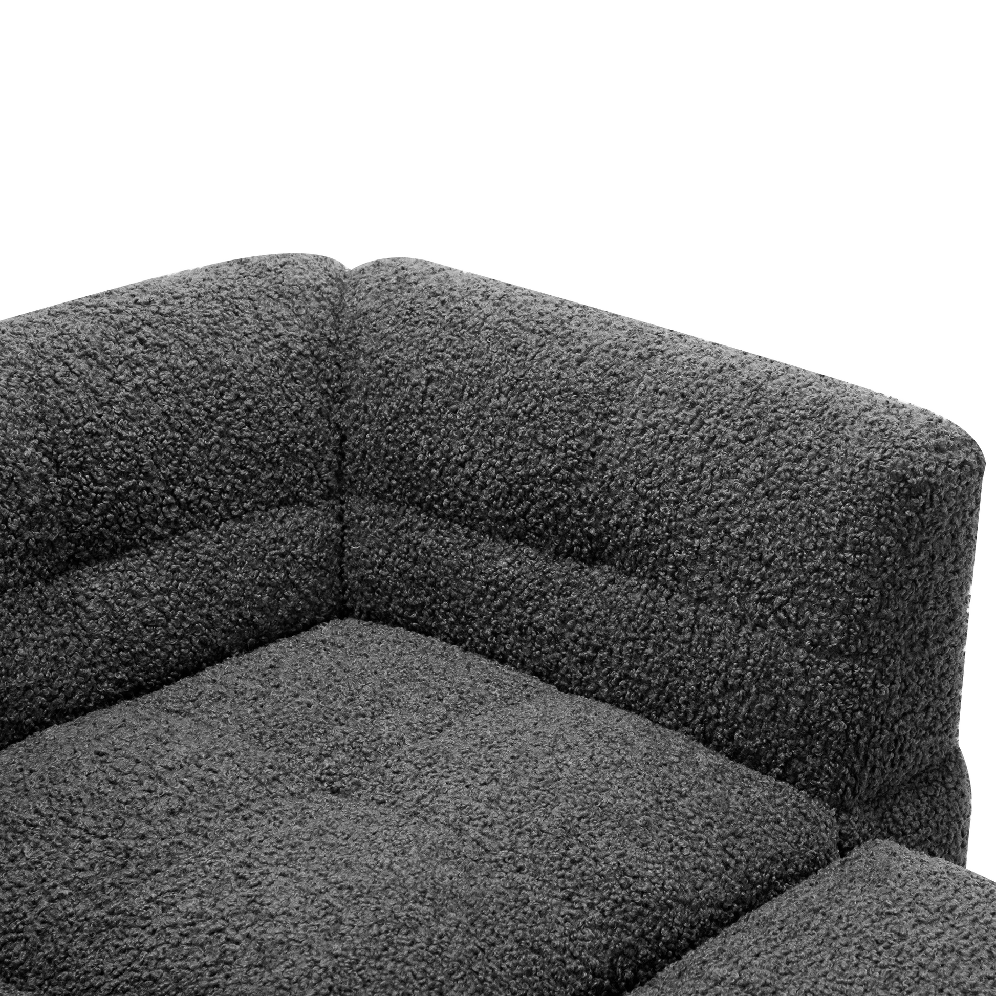 87.7" Sectional Sofa Cozy Teddy Fleece Fabric Sectional Sofa Couch With Two Usb Ports A Movable Storage Ottoman And Two Lumbar Pillows For Living Room, Gray Gray Foam Teddy 4 Seat