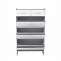 High Glossy Marble Color Doors Shoe Rack 3 Doors Shoe Cabinet With 2 Drawers Standard 1 2 Drawers Medium Grey Primary Living Space Drawers Included Modern Melamine