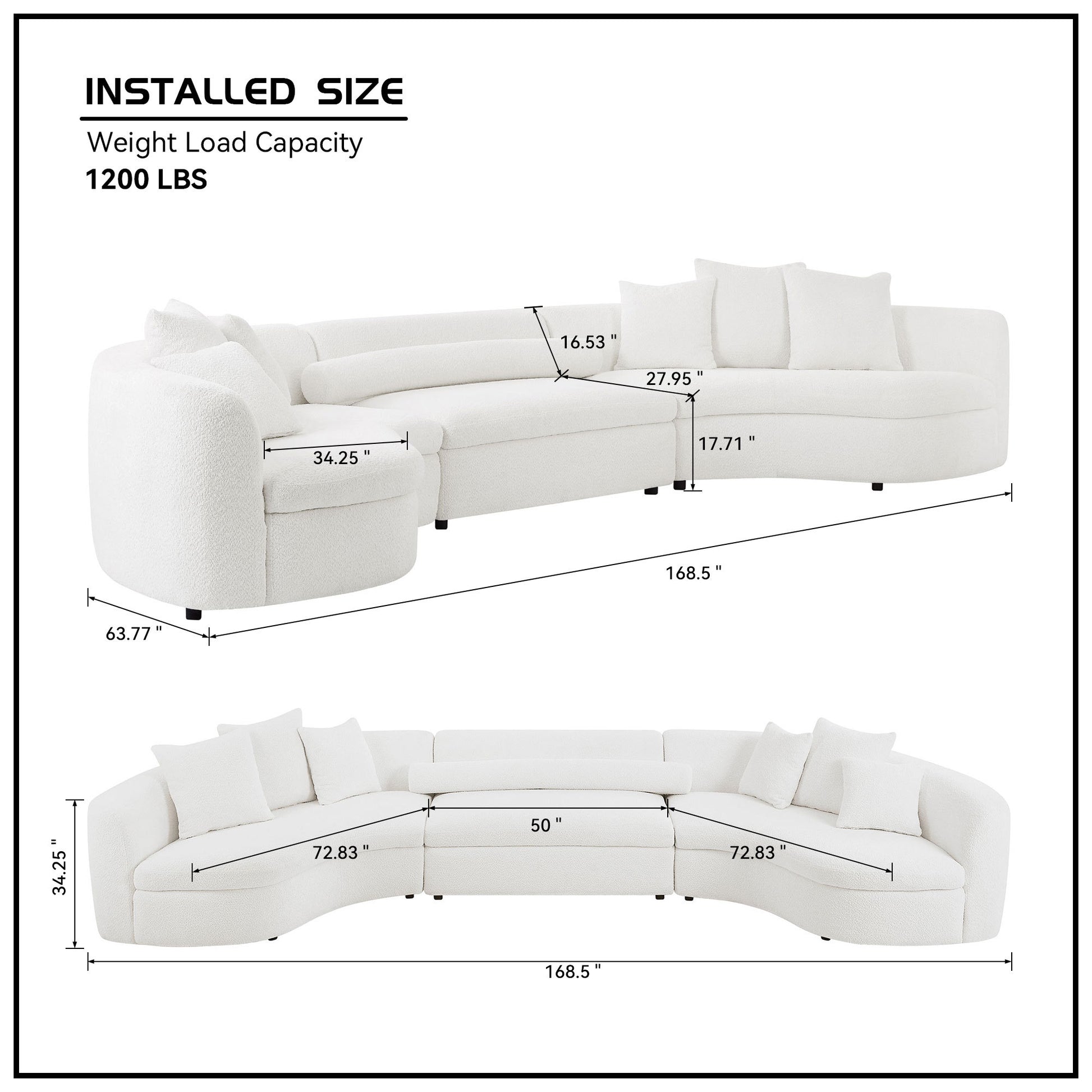 Oversized Modern 3 Pieces Upholstered Sofa Ultimate Comfort 6 8 Seater Couches For Living Room, Office White White Boucle 6 Seat