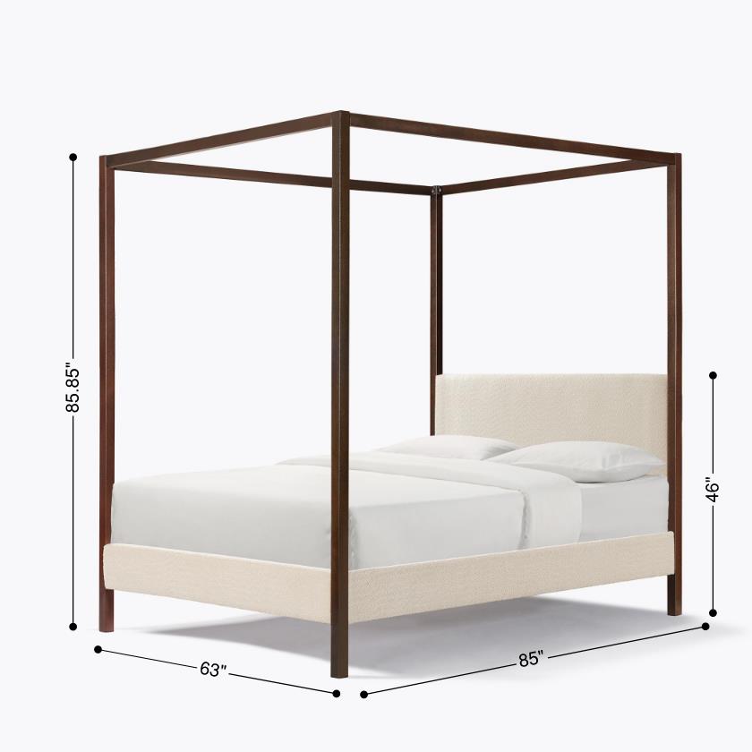Pelican Canopy Platform Bed Pearl White Queen Box Spring Not Required Queen Cream White Wood Canopy Boucle Metal & Wood