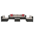 Patio Furniture Sets Yes Dark Gray Seats 6 Pe Rattan Iron Waterproof Fabric
