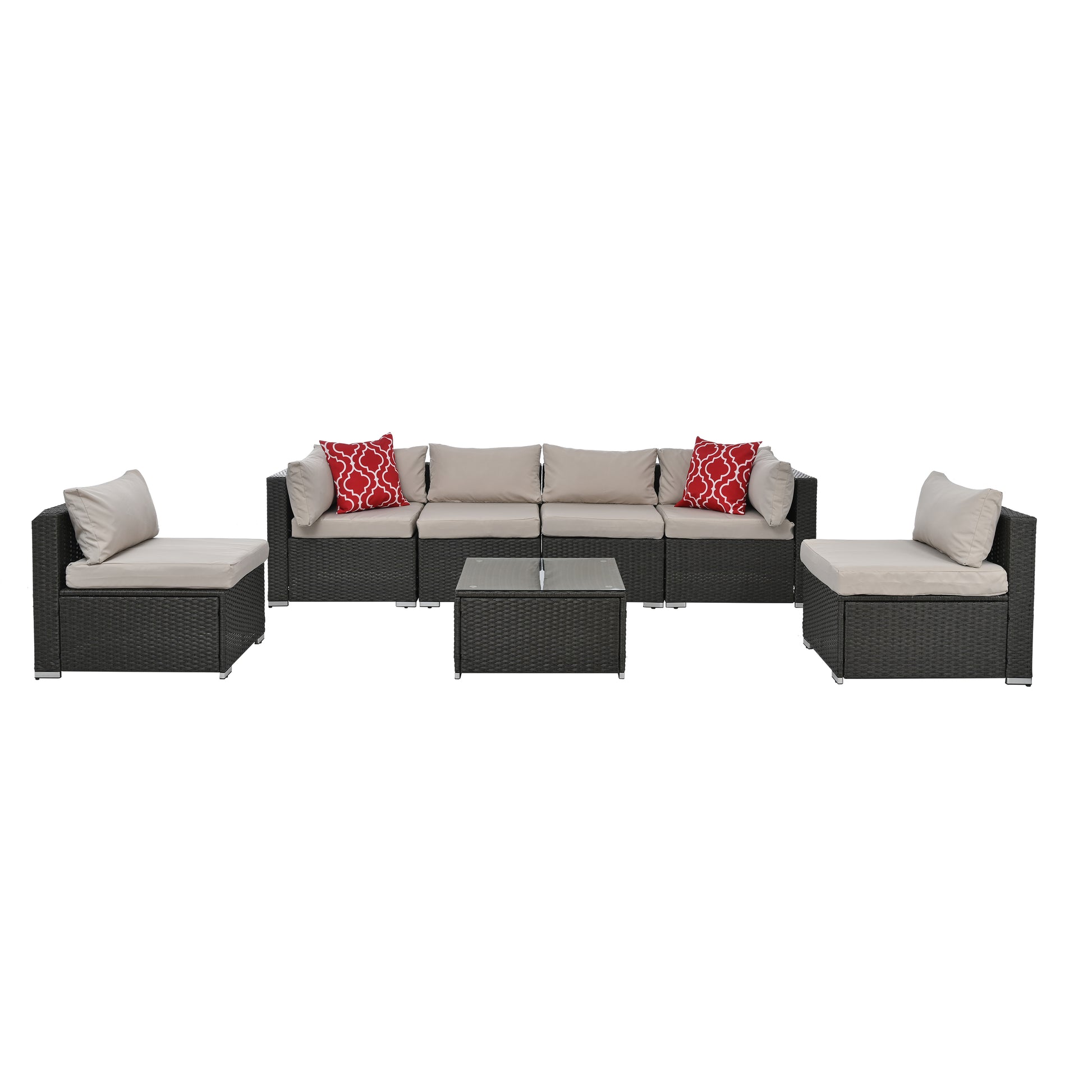 Patio Furniture Sets Yes Dark Gray Seats 6 Pe Rattan Iron Waterproof Fabric