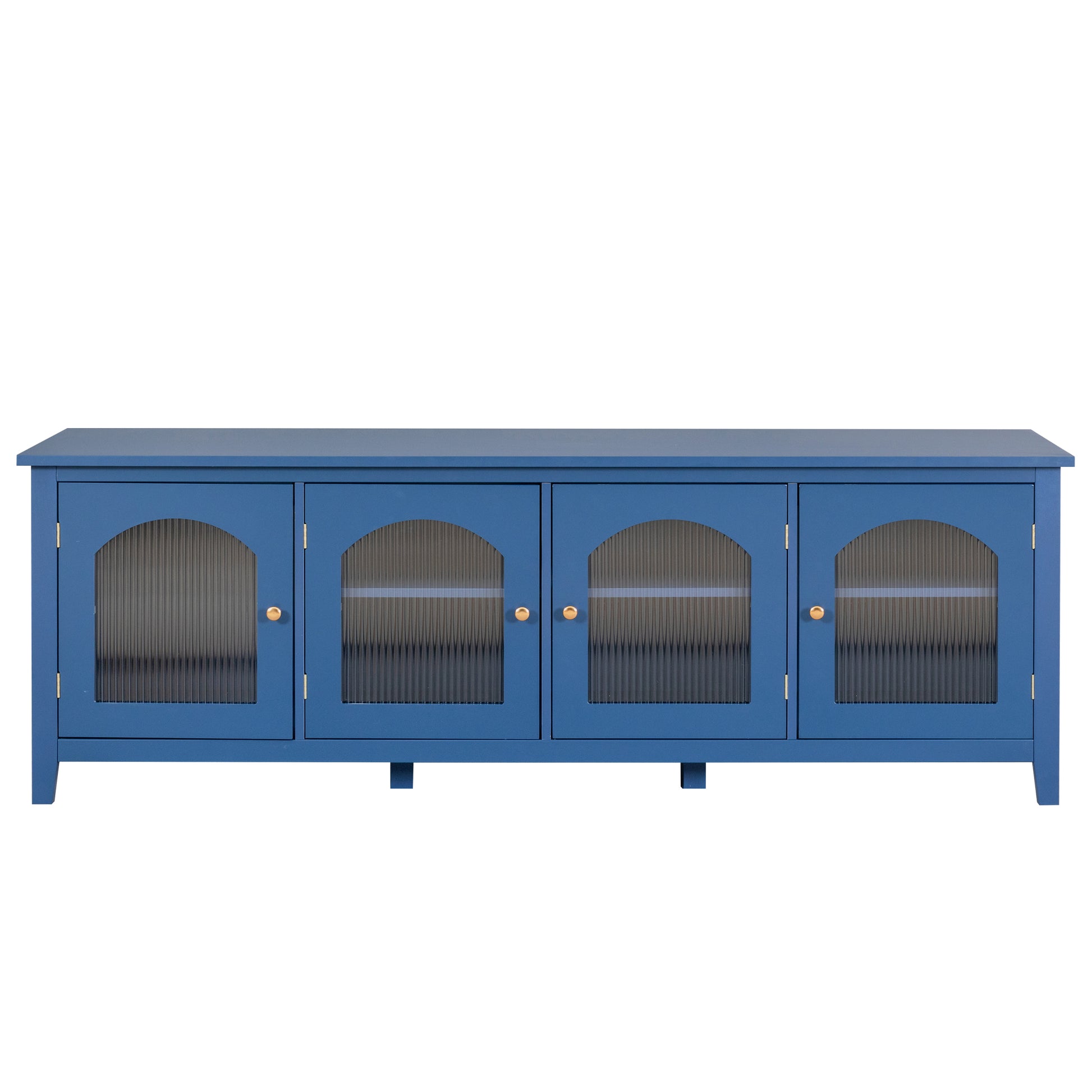 71 Inch Stylishtvcabinet Entertainment Centertv Stand,Tvconsoletable, Media Console,Solidwood Frame,Changhong Glass Door,Metal Handle,Antique Blue,For The Children'S Room,Bedroom Living Room Antique Blue Primary Living Space 70 79 Inches 70 79 Inches