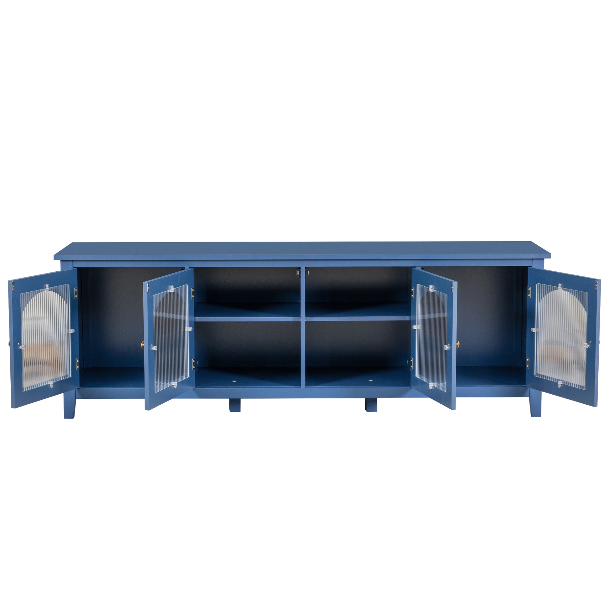 71 Inch Stylishtvcabinet Entertainment Centertv Stand,Tvconsoletable, Media Console,Solidwood Frame,Changhong Glass Door,Metal Handle,Antique Blue,For The Children'S Room,Bedroom Living Room Antique Blue Primary Living Space 70 79 Inches 70 79 Inches