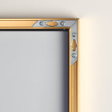 Tempered Mirror 71" X 32" Tall Full Length Mirror With Stand, Gold Wall Mounting Full Body Mirror, Metal Frame Full Length Mirror For Living Room, Bedroom Gold Glass