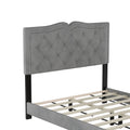 Full Size Upholstered Bed Frame With Rivet Design, Modern Velvet Platform Bed With Tufted Headboard,Gray Gray Velvet