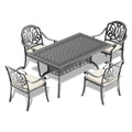 L59.05*W35.43 Inch Cast Aluminum Patio Dining Table With Black Frame And Carved Texture On The Tabletop Dining Set Black Rust Resistant Frame Garden & Outdoor Complete Patio Sets Aluminium