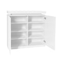 Large Spaces Shoe Cabinet High Glossy White Color With Led Light Have Moveable Shelves White Particle Board