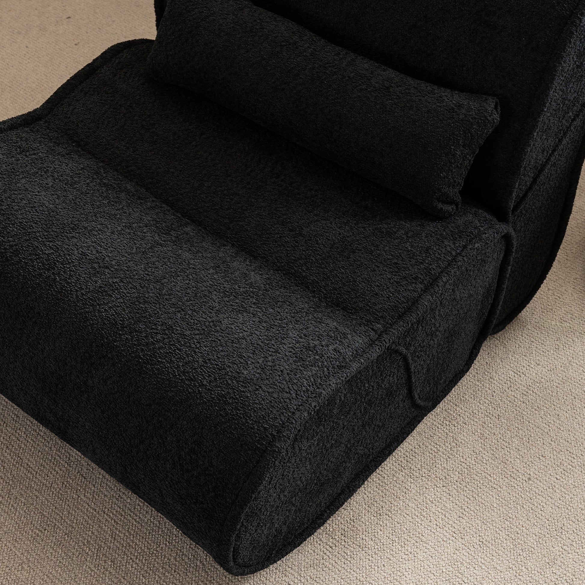 Soft Pellet Velvet Recliner Comfortable Lounge Chair With Waist Pack Padding, Modern Design, Ideal For Living Room, Bedroom Or Office Black Matte Black Fabric