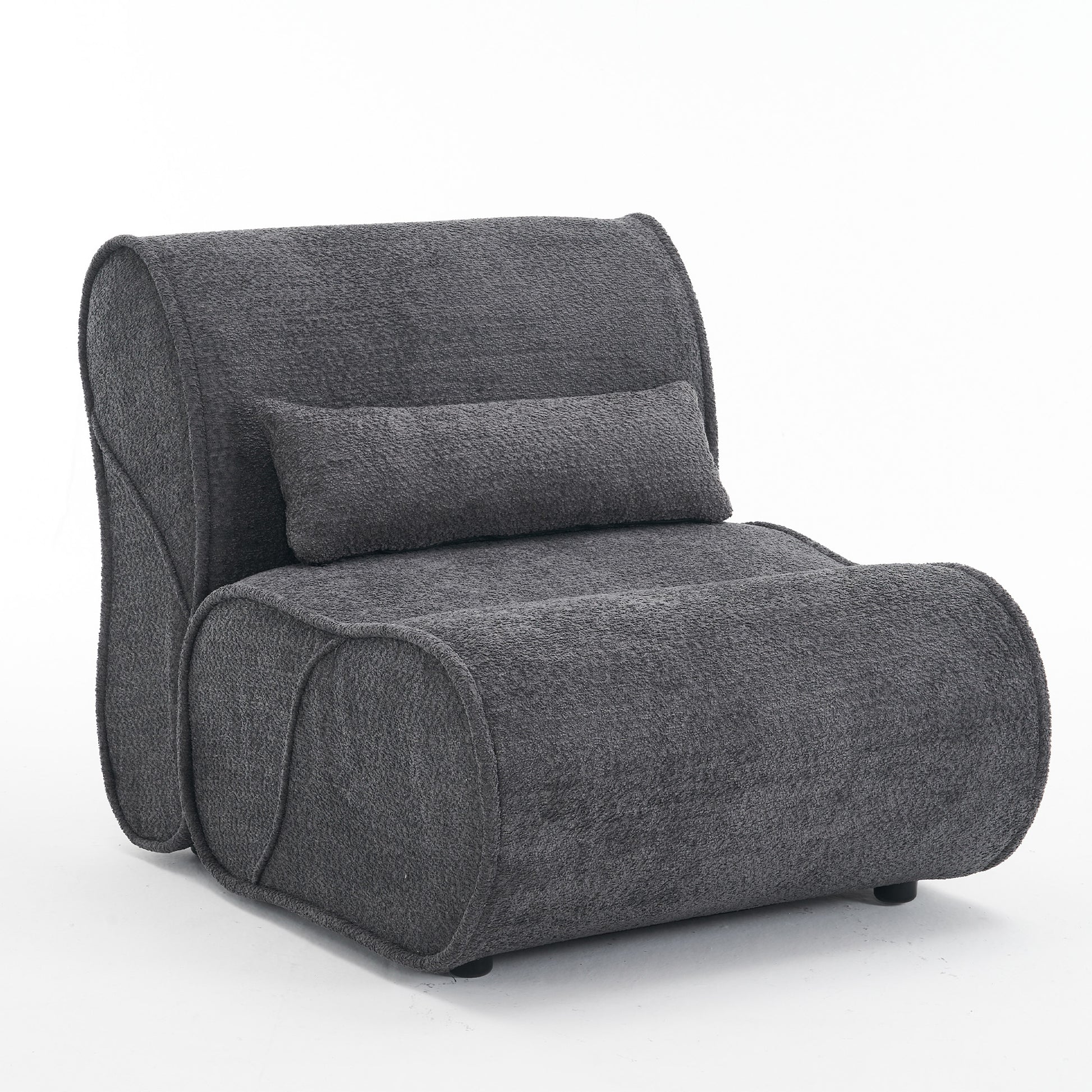 Soft Pellet Velvet Recliner Comfortable Lounge Chair With Waist Pack Padding, Modern Design, Ideal For Living Room, Bedroom Or Office Dark Gray Dark Gray Fabric 1 Seat