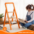 3 Step Ladder Folding Step Stool for Adults with Wide orange-aluminum