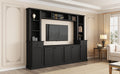 Minimalist Entertainment Wall Unit Set With Bridge For Tvs Up To 75'', Large Storage Space Tv Stand With Adjustable Shelves, Modernist Large Media Console For Living Room, Black Black Primary Living Space 70 79 Inches 70 79 Inches 75 Inches Particle