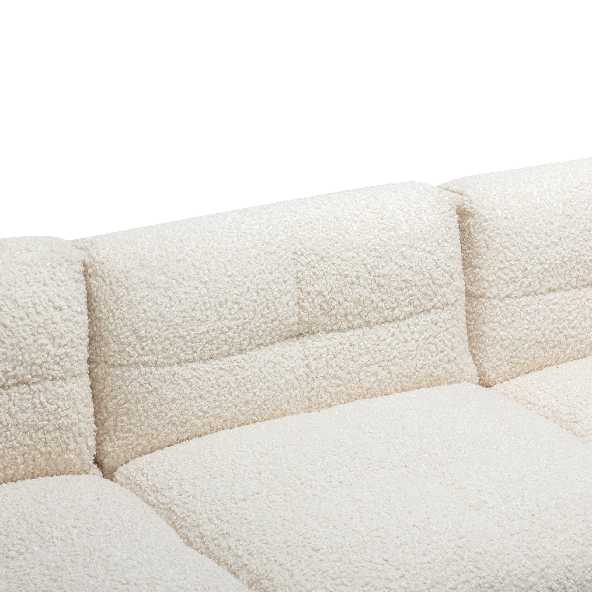 87.7" Sectional Sofa Cozy Teddy Fleece Fabric Sectional Sofa Couch With Two Usb Ports A Movable Storage Ottoman And Two Lumbar Pillows For Living Room, Creamy White Creamy White Foam Teddy