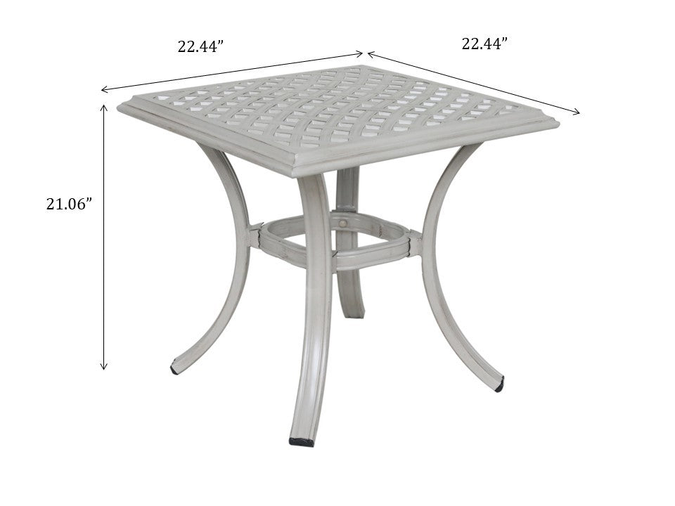 22 Inch Outdoor Standard End Table, Ashen Wheat Wheat Aluminium