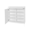 Large Spaces Shoe Cabinet High Glossy White Color With Led Light Have Moveable Shelves White Particle Board