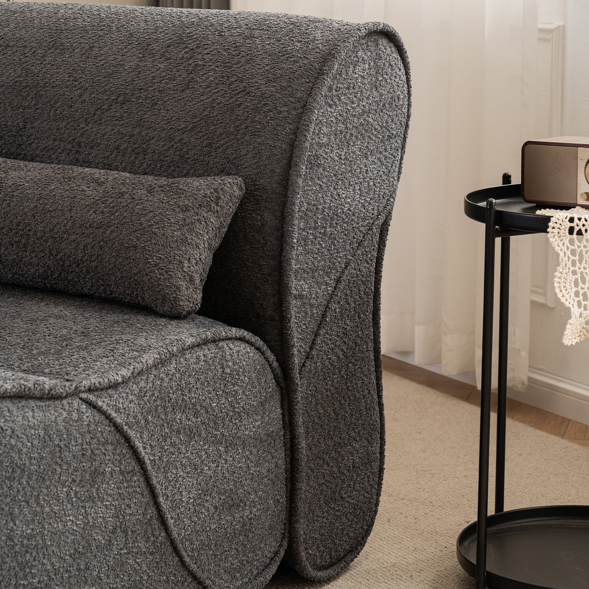 Soft Pellet Velvet Recliner Comfortable Lounge Chair With Waist Pack Padding, Modern Design, Ideal For Living Room, Bedroom Or Office Dark Gray Dark Gray Fabric 1 Seat