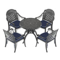 31.50 Inch Cast Aluminum Patio Dining Table With Black Frame And Umbrella Hole Yes Complete Patio Set Black Weather Resistant Frame Garden & Outdoor Complete Patio Sets Metal Aluminium