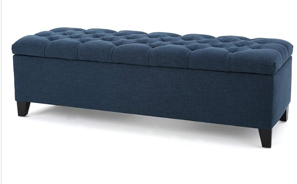 Glouster Storage Ottoman V2 Navy Blue Fabric