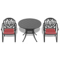 Cushions In Random Colors 3 Piece Set Of Cast Aluminum Patio Furniture With Cushions Yes Dining Set Black Seats 2 Rust Resistant Frame Water Resistant Cushion Garden & Outdoor Complete Patio Sets Aluminium