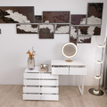 Extended Desktop 10 Drawers Chest Of Drawer Without Handle White Color Vanity White Bedroom Modern Engineered Wood