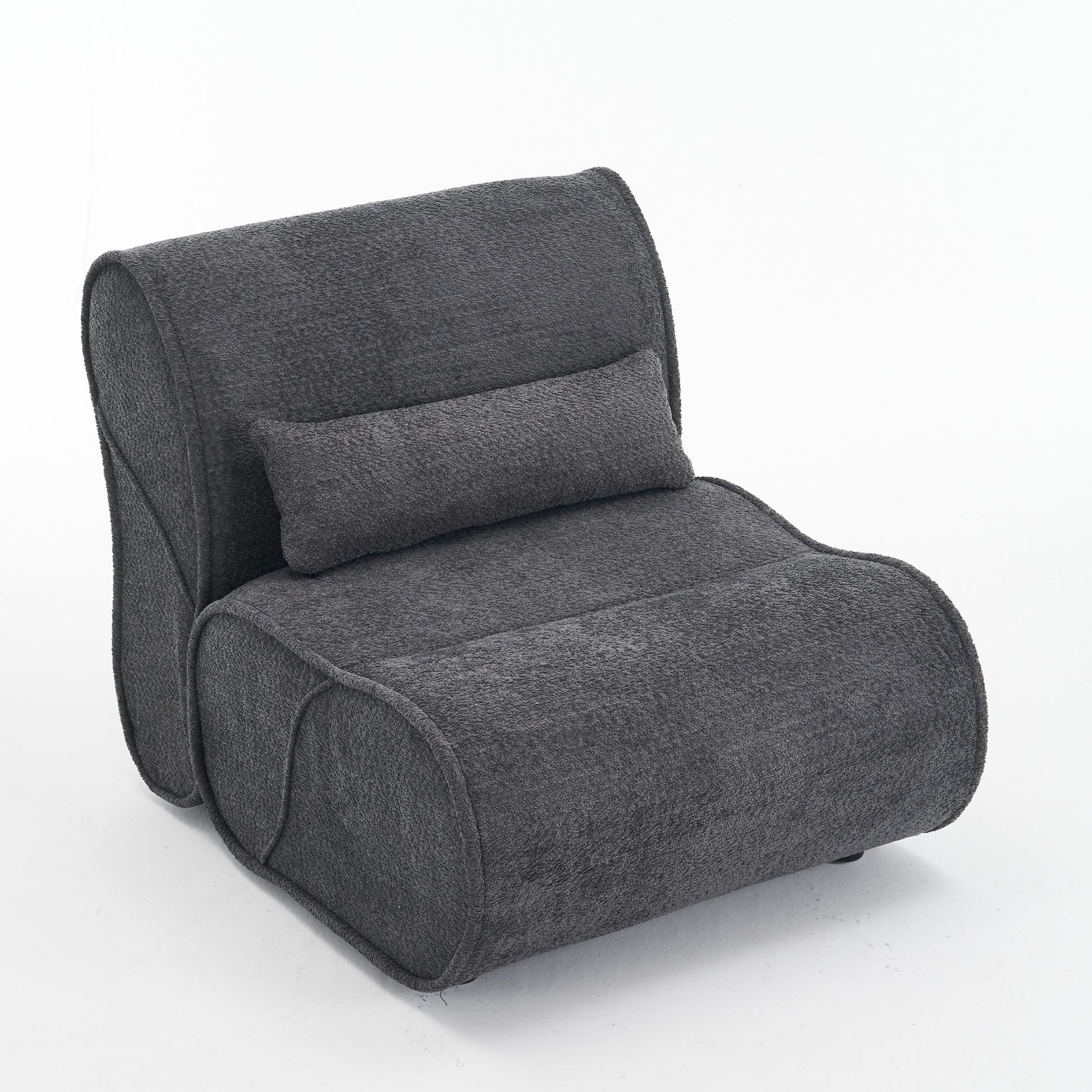 Soft Pellet Velvet Recliner Comfortable Lounge Chair With Waist Pack Padding, Modern Design, Ideal For Living Room, Bedroom Or Office Dark Gray Dark Gray Fabric 1 Seat