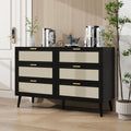 Modern 6 Drawer Dresser Wood Cabinet Black Black Particle Board