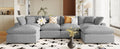 Modern Large U Shape Sectional Sofa, 2 Large Chaise With Removable Ottomans For Living Room Grey Polyester Primary Living Space Pillow Back American Design Polyester 6 Seat