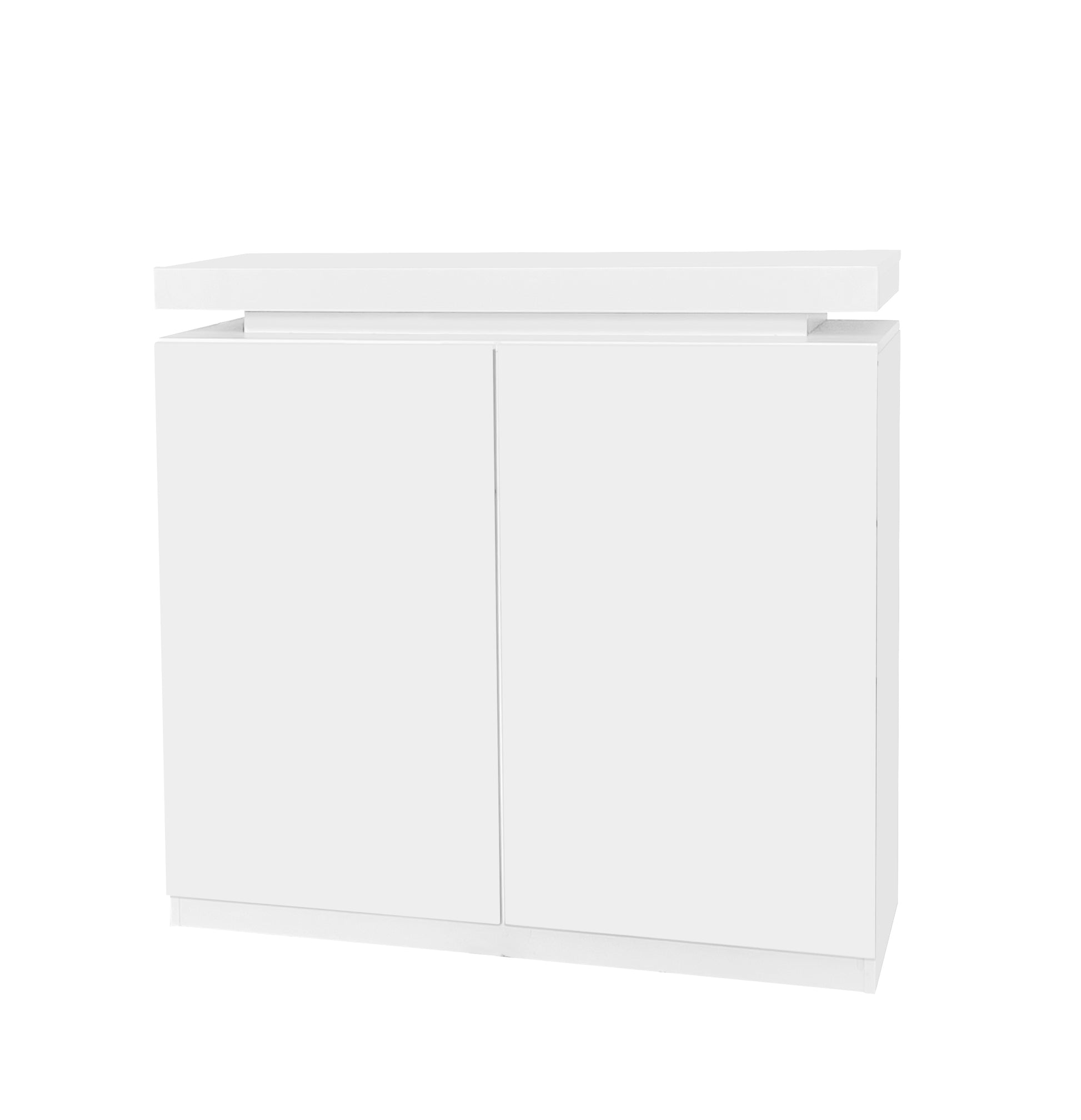 Large Spaces Shoe Cabinet High Glossy White Color With Led Light Have Moveable Shelves White Particle Board