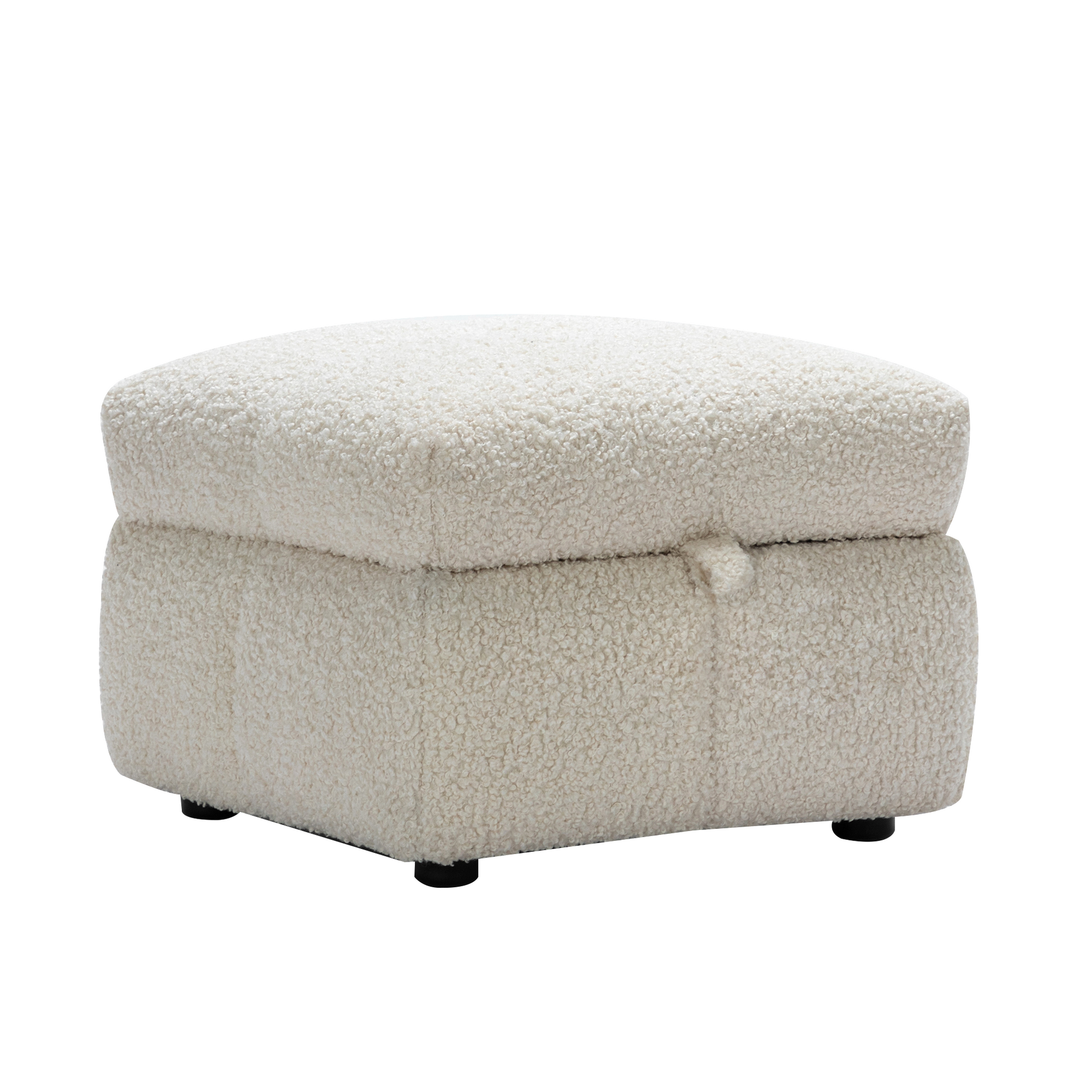 87.7" Sectional Sofa Cozy Teddy Fleece Fabric Sectional Sofa Couch With Two Usb Ports A Movable Storage Ottoman And Two Lumbar Pillows For Living Room, Creamy White Creamy White Foam Teddy