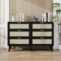 Modern 6 Drawer Dresser Wood Cabinet Black Black Particle Board