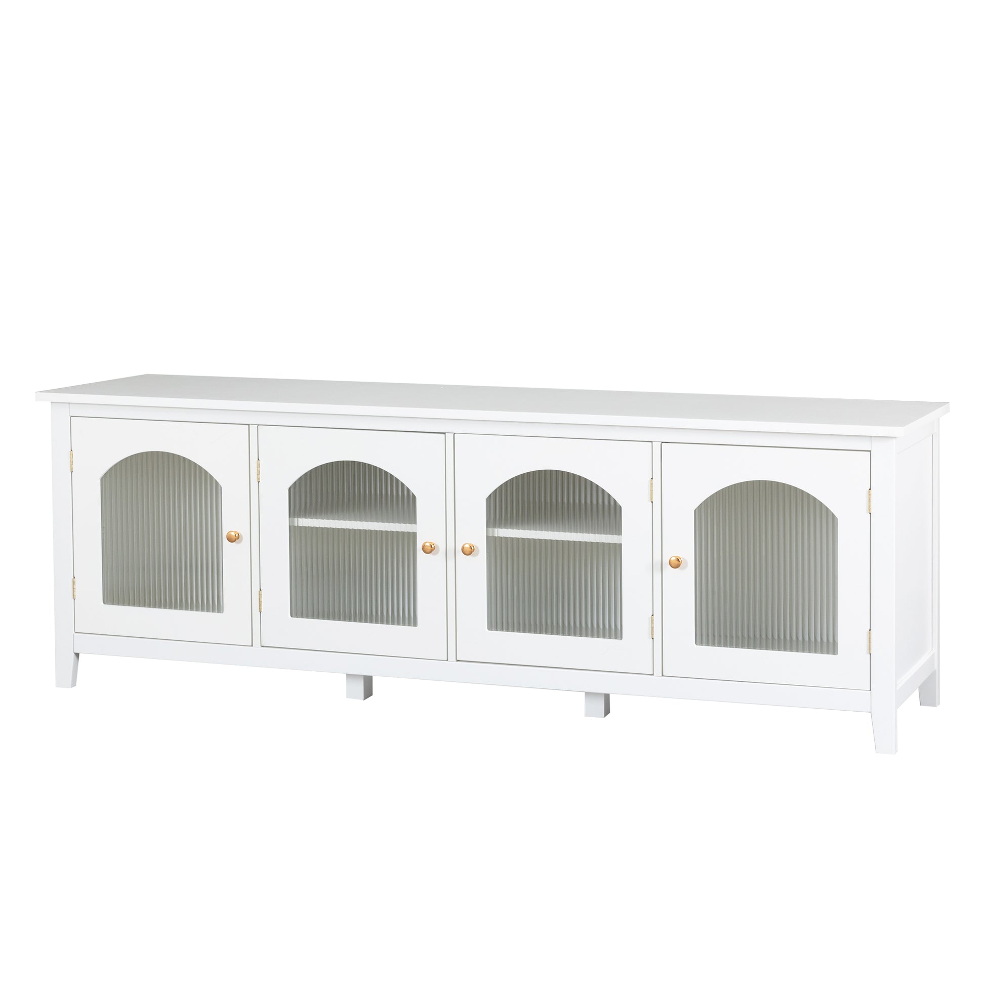 71 Inch Stylishtvcabinet,Entertainment Centertv Stand,Tvconsoletable,Media Console,Solidwood Frame,Changhong Glass Door,Metal Handle,Antique White,For The Children'S Room,Bedroom Living Room Antique White Primary Living Space 70 79 Inches 70 79 Inches