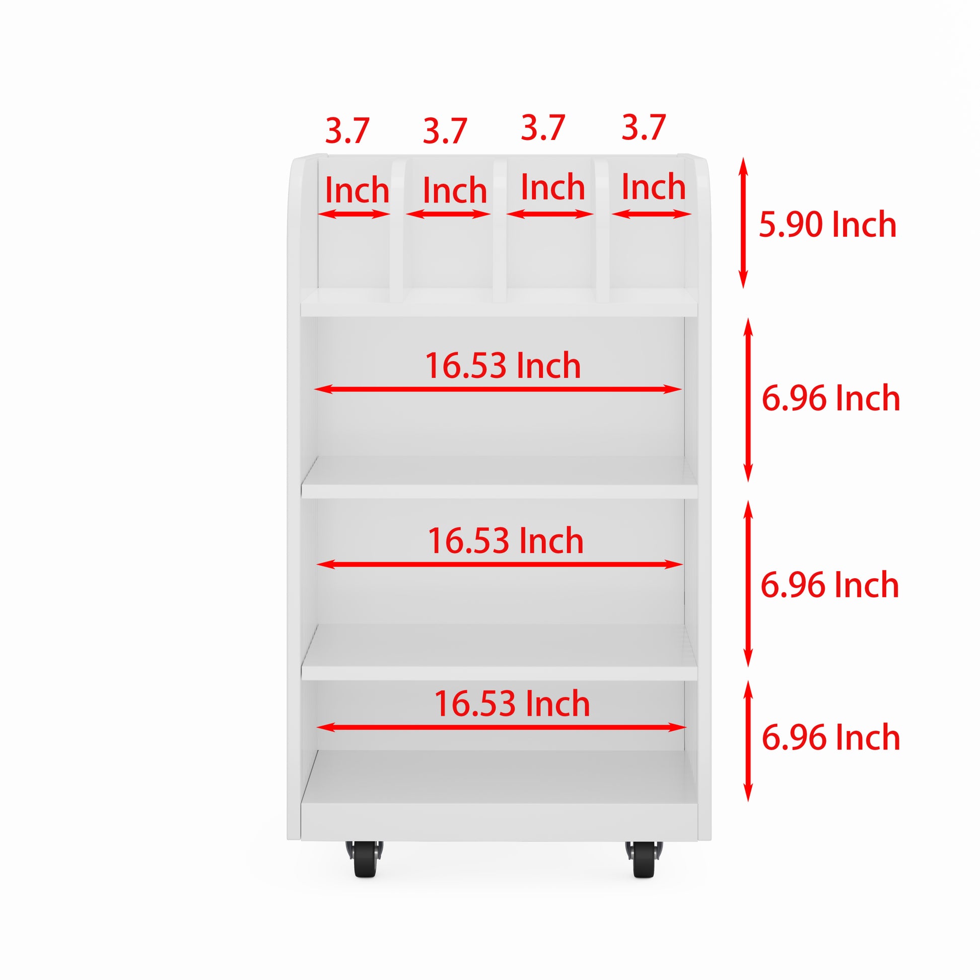 4 Tier Kitchen Island Cart with Spice Rack & Locking white-mdf