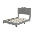 Full Size Upholstered Bed Frame With Rivet Design, Modern Velvet Platform Bed With Tufted Headboard,Gray Gray Velvet