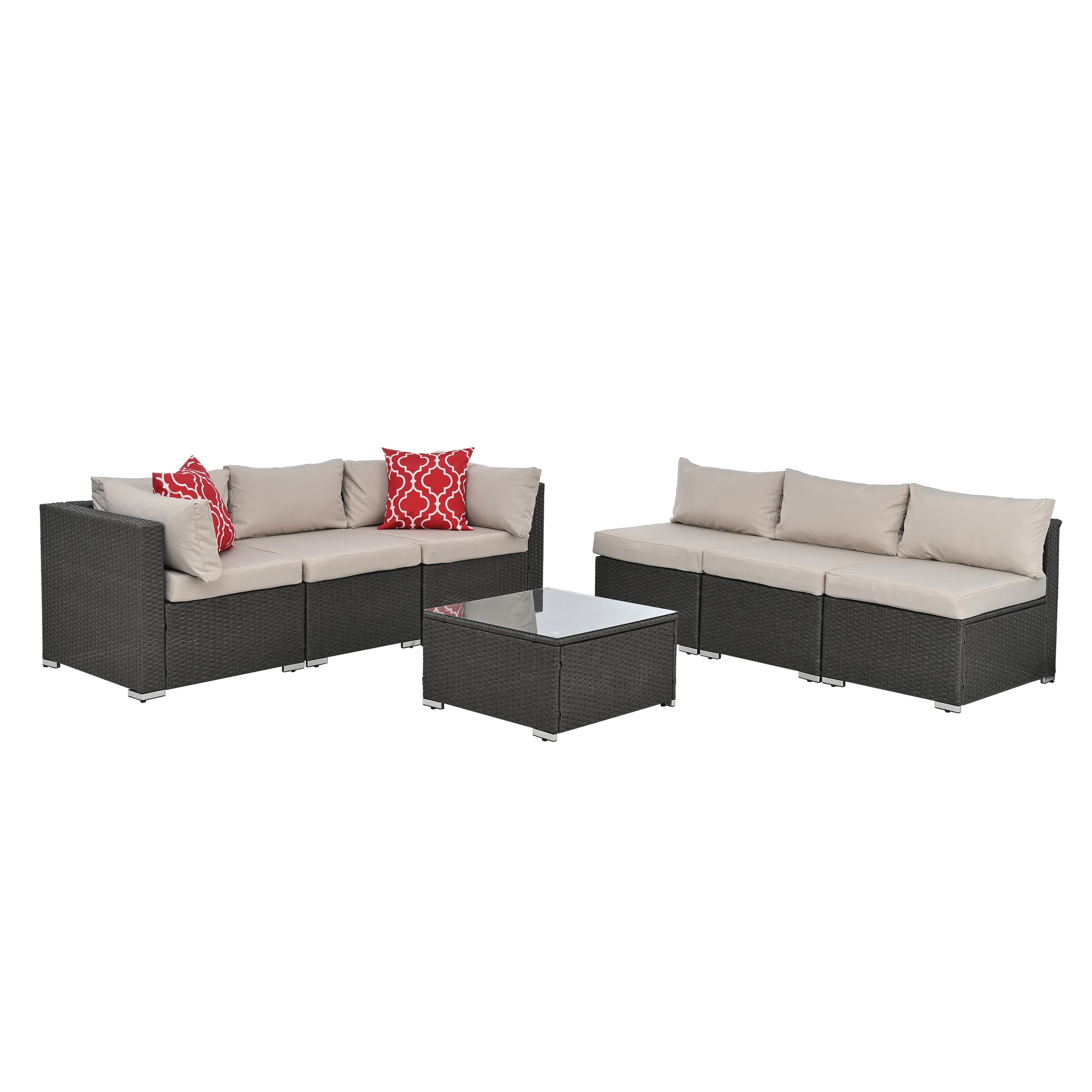 Patio Furniture Sets Yes Dark Gray Seats 6 Pe Rattan Iron Waterproof Fabric