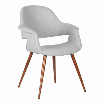 18 Inch Modern Dining Chair, Angled Tapered Legs, Gray And Brown Brown Gray Wood Fabric