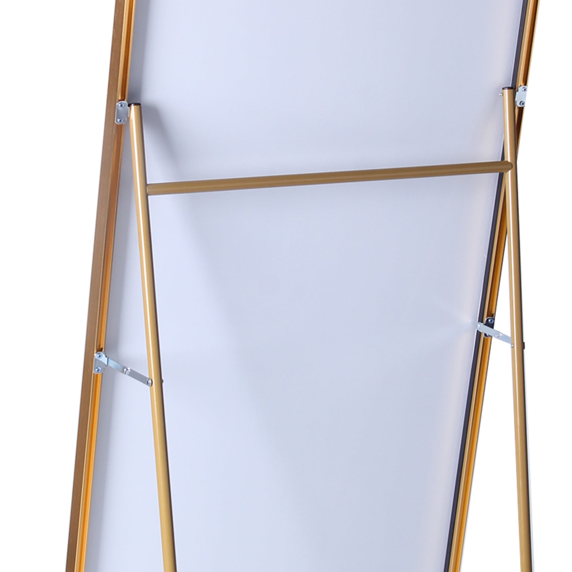 Tempered Mirror 71" X 32" Tall Full Length Mirror With Stand, Gold Wall Mounting Full Body Mirror, Metal Frame Full Length Mirror For Living Room, Bedroom Gold Glass