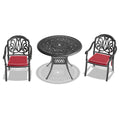 Cushions In Random Colors 3 Piece Set Of Cast Aluminum Patio Furniture With Cushions Yes Dining Set Black Seats 2 Rust Resistant Frame Water Resistant Cushion Garden & Outdoor Complete Patio Sets Aluminium