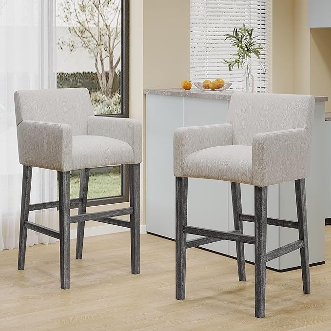 Upholstered 30.5 inch Counter Stools Light Gray Gray light grey-fabric