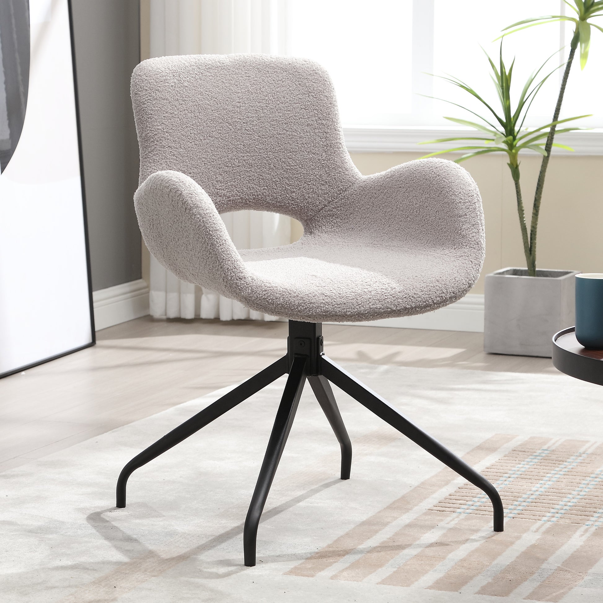 Ts Teddy Velvet Upholstered Chair With Metal Legs,Modern Accent Without Wheels, Home Office Chair Desk Chair Computer Task Chair With 360 Degree Rotating For Office Bedroom Living Room,Gray Gray Teddy