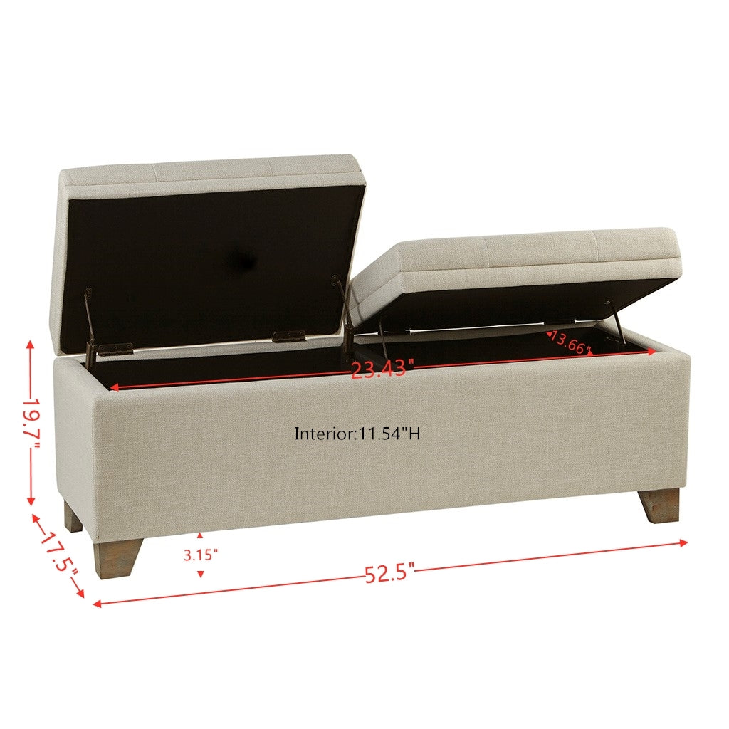 Soft Close Storage Bench Natural Polyester