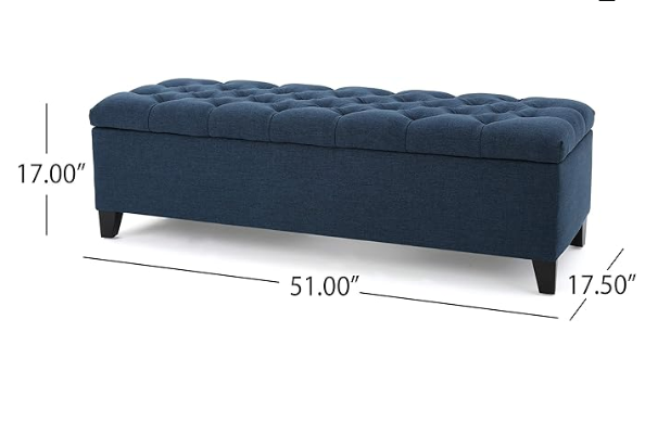 Glouster Storage Ottoman V2 Navy Blue Fabric