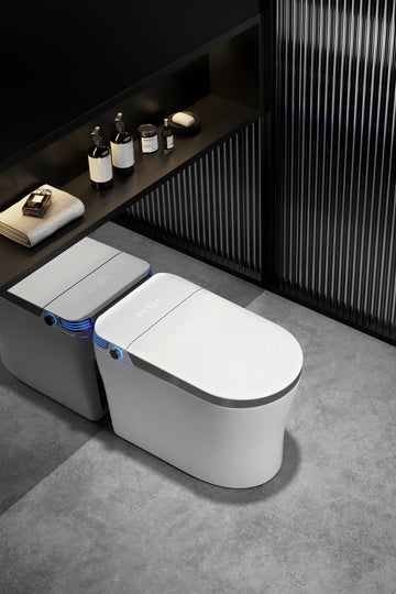 Modern Smart Bidet Toilet With Led Light, Heated Seat, Automatic Flush Tankless White Ceramic