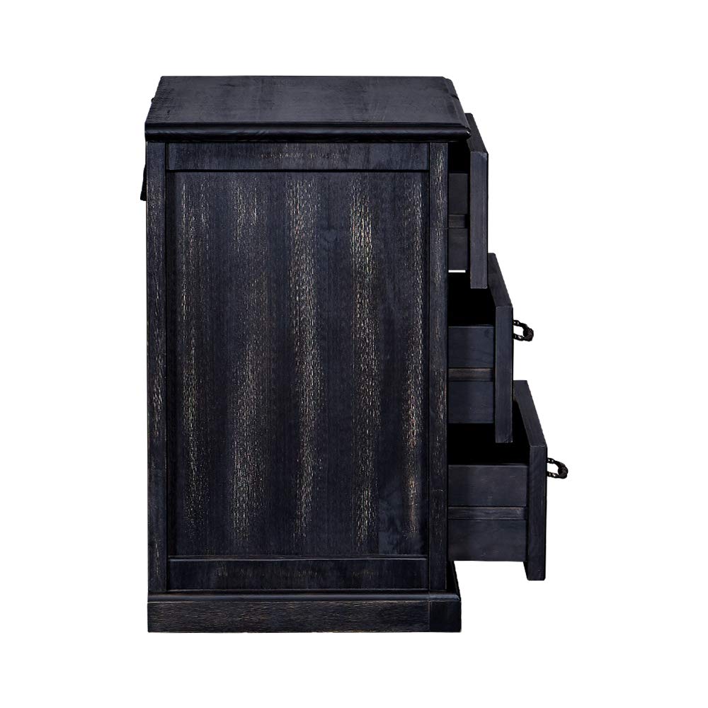 Transitional Style Wooden Dresser With Three Spacious Drawers, Black Black Wood