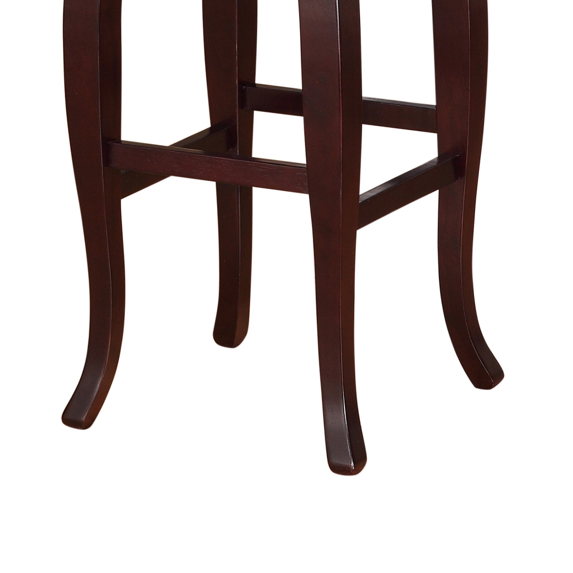 Wooden Bar Stool With Cushioned Seat And Trim Edge, Brown Brown Wood Fabric